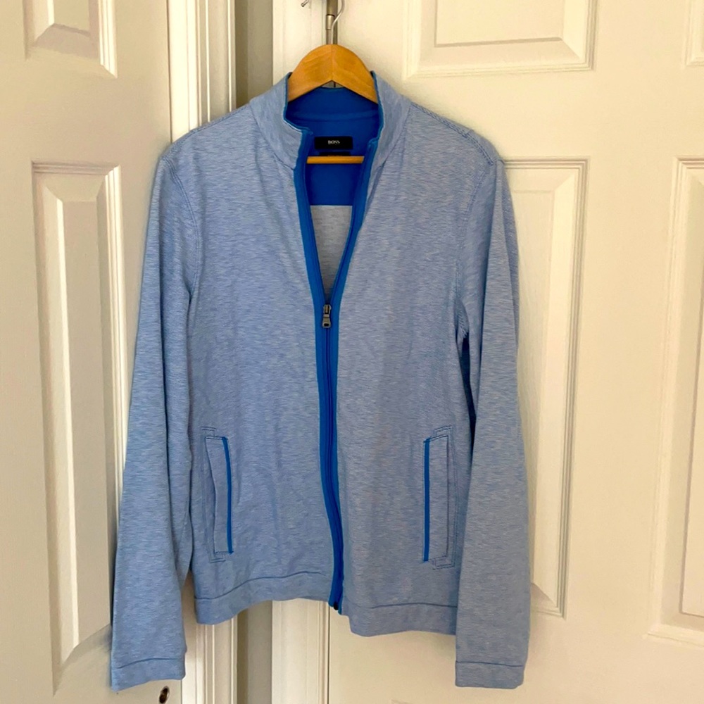 Hugo Boss Blue Striped Cardigan